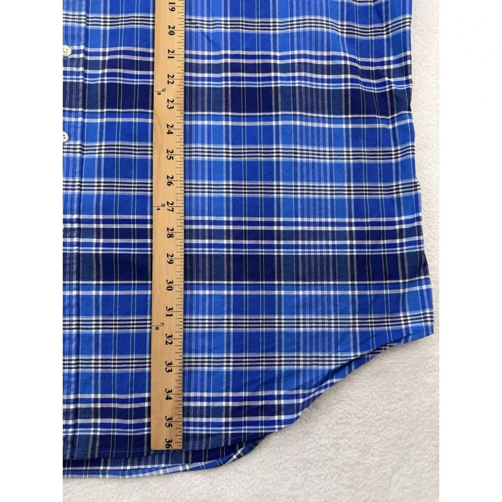 Polo Ralph Lauren Shirt Men 2XLT Blue Plaid Stretch Oxford LS Flesh Pony